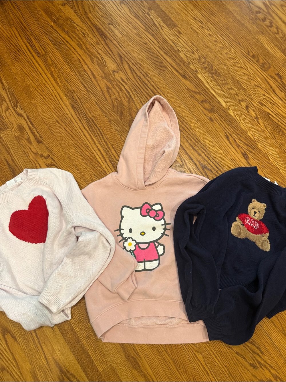 Gap Kids Girl Sweater Hoodie Bundle Lot 3pc Hello Kitty Bear Heart M L 8 10